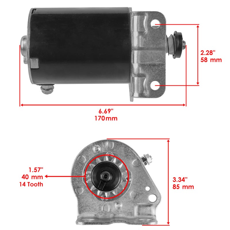 Caltric Starter Compatible with Briggs Stratton 693551 593934 John Deere LG693551 LG693551 SE501848 MIA13018 / 14 Teeth Improved Steel Gear - Image 2